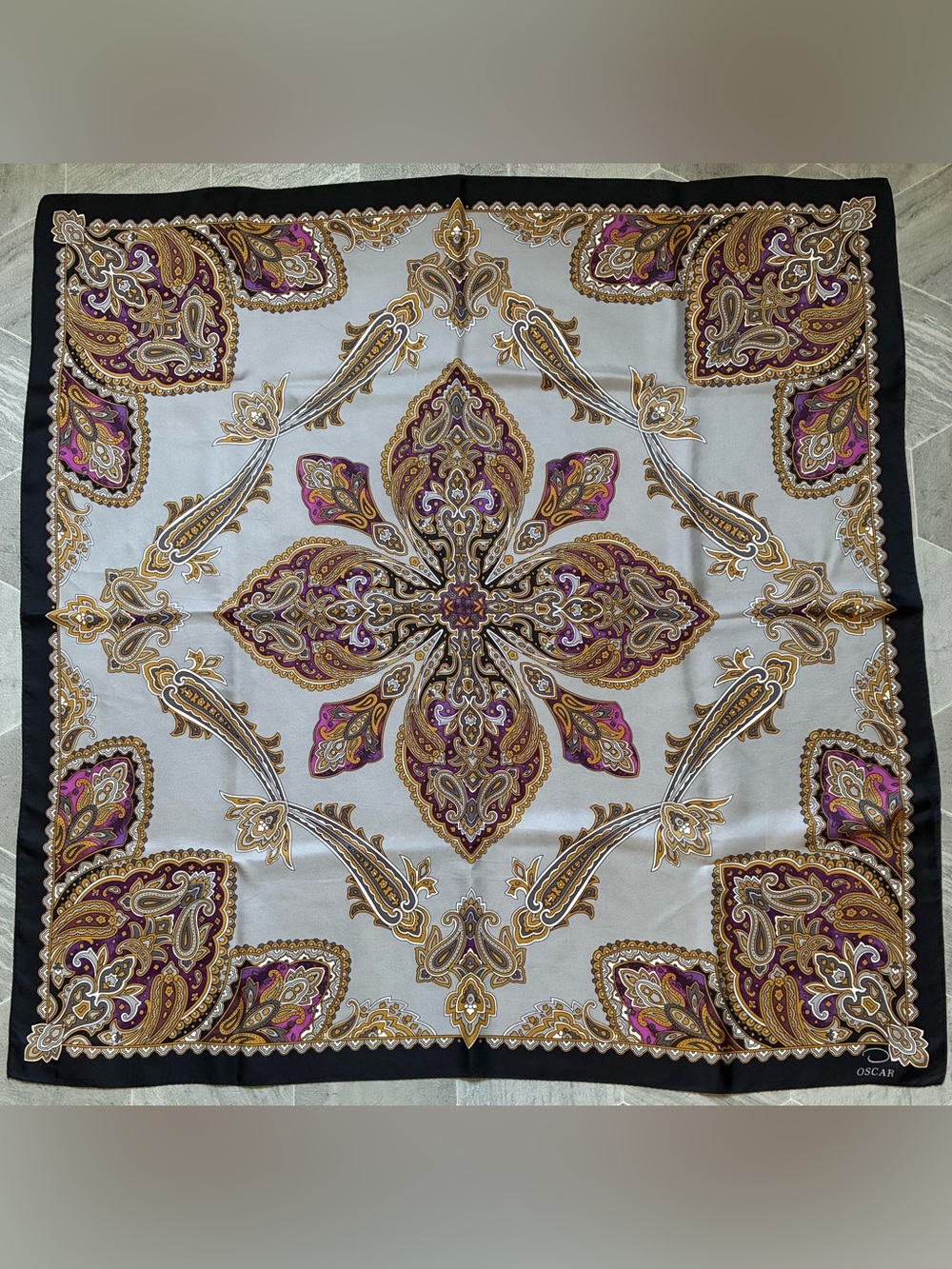 Vintage Oscar de la Renta Silk Paisley Scarf